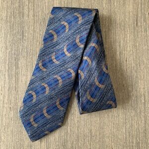 Giorgio Armani Handmade Silk & Wool Blend Blue & Gold Multicolor Neck Tie 3"x56"